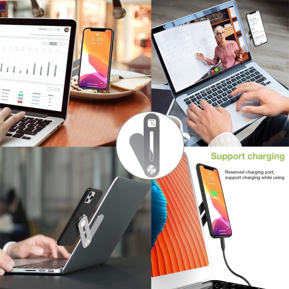 Laptop Side Mount Phone & Tablet Holder – Adjustable Multifunctional Screen Support Bracket for Dual Display Setup
