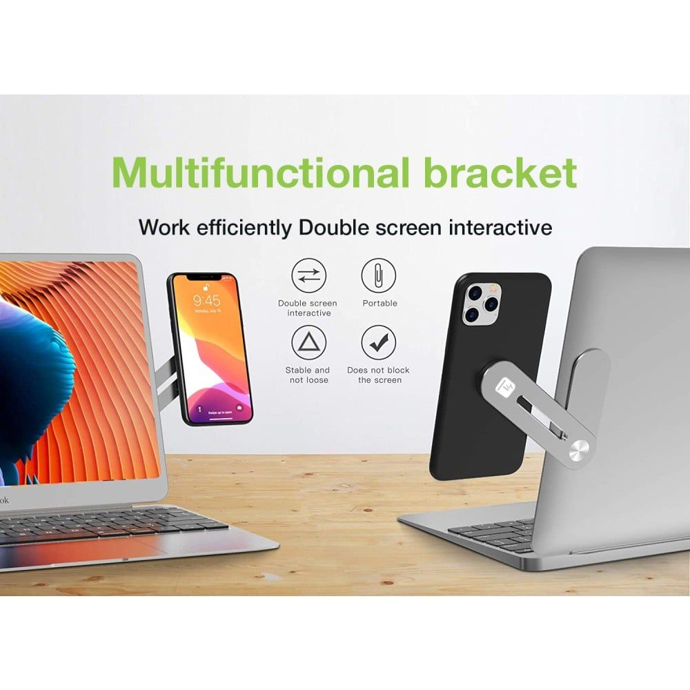 Laptop Side Mount Phone & Tablet Holder – Adjustable Multifunctional Screen Support Bracket for Dual Display Setup